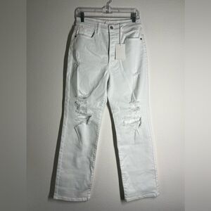 Cello NWT High Waist Ripped Wide White Jeans Size 7